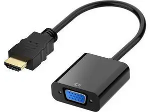 HDMI to VGA, Gold-Plated HDMI to VGA Adapter (Male to Female) for Computer, Desktop, Laptop, PC, Monitor, Projector, HDTV, Chromebook, Raspberry Pi, Roku, Xbox and More - Black HDMI to VGA, Gold-Plated HDMI to VGA Adapter (Male to Female) for Computer, Desktop, Laptop, PC, Monitor, Projector, HDTV, Chromebook, Raspberry Pi, Roku, Xbox and More - Black