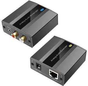 Analog Audio Extender Over Cat5e/Cat6/Cat7, RCA 3.5mm Stereo Audio Extender Up to 1475ft, PCM Stereo Converter Adapter with POC Power Over Ethernet Analog Audio Extender Over Cat5e/Cat6/Cat7, RCA 3.5mm Stereo Audio Extender Up to 1475ft, PCM Stereo Converter Adapter with POC Power Over Ethernet