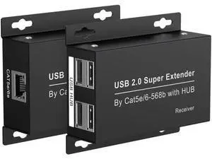 USB 2.0 Extender Over Ethernet, Up to 200ft Long Range RJ45 Cat5e/Cat6 Network Extension Hub, 480Mbps High Speed Transmission, Support 2 Synchronous Cameras, Compatible with Windows, MacOS, Android, L USB 2.0 Extender Over Ethernet, Up to 200ft Long Range RJ45 Cat5e/Cat6 Network Extension Hub, 480Mbps High Speed Transmission, Support 2 Synchronous Cameras, Compatible with Windows, MacOS, Android, L