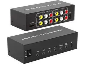 4 Port RCA/Composite/CVBS to HDMI Converter 1080P with Remote, AV to HDMI Adapter Support 16:9/4:3 for Wii N64 PS1 PS2 PS3 VHS VCR DVD 4 Port RCA/Composite/CVBS to HDMI Converter 1080P with Remote, AV to HDMI Adapter Support 16:9/4:3 for Wii N64 PS1 PS2 PS3 VHS VCR DVD