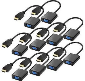 HDMI to VGA, Gold-Plated HDMI to VGA Adapter (Male to Female) for Computer, Desktop, Laptop, PC, Monitor, Projector, HDTV, Chromebook, Raspberry Pi, Roku, Xbox and More - Black 10 packs HDMI to VGA, Gold-Plated HDMI to VGA Adapter (Male to Female) for Computer, Desktop, Laptop, PC, Monitor, Projector, HDTV, Chromebook, Raspberry Pi, Roku, Xbox and More - Black 10 packs