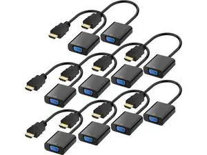 HDMI to VGA, Gold-Plated HDMI to VGA Adapter (Male to Female) for Computer, Desktop, Laptop, PC, Monitor, Projector, HDTV, Chromebook, Raspberry Pi, Roku, Xbox and More - Black 10 packs HDMI to VGA, Gold-Plated HDMI to VGA Adapter (Male to Female) for Computer, Desktop, Laptop, PC, Monitor, Projector, HDTV, Chromebook, Raspberry Pi, Roku, Xbox and More - Black 10 packs
