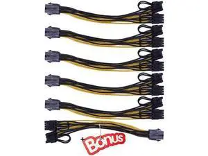 6 Pack 9 Inch Sleeved PCIe 6 Pin to Dual 8 Pin (6+2) Y-Splitter Cable, GPU VGA Power Adapter Extension Cord with Bonus, PCI Express Graphics Card Power Splitter for Mining Rigs & Desktop PC Builds 6 Pack 9 Inch Sleeved PCIe 6 Pin to Dual 8 Pin (6+2) Y-Splitter Cable, GPU VGA Power Adapter Extension Cord with Bonus, PCI Express Graphics Card Power Splitter for Mining Rigs & Desktop PC Builds