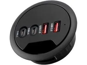 60MM 2.36 Inch Grommet Desk-Fit USB 3.0 Hub, 2 Port USB-A & 2 Port USB-C Desk Grommet Hub, Support Data Transfer and Charging, Comes with 5V/2A Power Adapter 60MM 2.36 Inch Grommet Desk-Fit USB 3.0 Hub, 2 Port USB-A & 2 Port USB-C Desk Grommet Hub, Support Data Transfer and Charging, Comes with 5V/2A Power Adapter