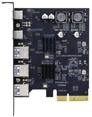 SuperSpeed 10Gbps PCI-E Expansion Card, PCI Express to 3 Ports USB3.0 Type-A Back Panel Socket & Dual USB3.1 Type-C Adapter with ASM3142 VL822 Chipset SuperSpeed 10Gbps PCI-E Expansion Card, PCI Express to 3 Ports USB3.0 Type-A Back Panel Socket & Dual USB3.1 Type-C Adapter with ASM3142 VL822 Chipset
