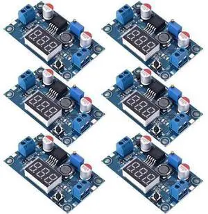 LM2596 DC-DC Buck Converter Module, Adjustable Step Down Voltage Regulator 4-40V to 1.25-37V with LED Voltmeter Display, 6 Pack LM2596 DC-DC Buck Converter Module, Adjustable Step Down Voltage Regulator 4-40V to 1.25-37V with LED Voltmeter Display, 6 Pack