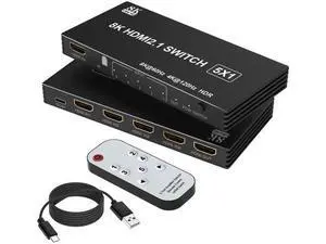 8K@60Hz HDMI Switch 5 in 1 Out, 5Port HDMI 2.1 Switcher Selector Box with Remote Control, HDMI Multiport Port Expander Splitter Compatible with PS5 PS4 Xbox PC TV 8K@60Hz HDMI Switch 5 in 1 Out, 5Port HDMI 2.1 Switcher Selector Box with Remote Control, HDMI Multiport Port Expander Splitter Compatible with PS5 PS4 Xbox PC TV