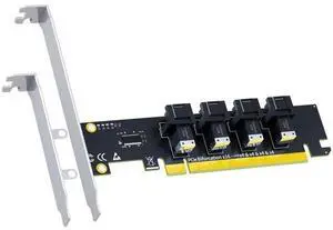 SF04 4-Port SFF-8643 Mini-SAS HD to PCIe 4.0 X16 Adapter Card, Without PCIe Bifurcation Function, Equipped with Regular & Low Profile Bracket SF04 4-Port SFF-8643 Mini-SAS HD to PCIe 4.0 X16 Adapter Card, Without PCIe Bifurcation Function, Equipped with Regular & Low Profile Bracket