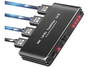 1 in 3 Out HDMI 2.1 Splitter 8K@60Hz, 1×3 Mirror Only HDMI Splitter for Multiple Monitors, Support 4K@120Hz 48Gbps HDCP 2.3 RGB 4:4:4 for Gaming 1 in 3 Out HDMI 2.1 Splitter 8K@60Hz, 1×3 Mirror Only HDMI Splitter for Multiple Monitors, Support 4K@120Hz 48Gbps HDCP 2.3 RGB 4:4:4 for Gaming