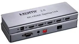 1x4 HDMI 2.0 Splitter, 4 Port 1 in 4 Out HDMI Splitter Support 4K@60Hz 1080P 3D HDCP2.2 EDID RS232, Compatible with HDTV Blu-Ray Player DVD DVR Xbox 1x4 HDMI 2.0 Splitter, 4 Port 1 in 4 Out HDMI Splitter Support 4K@60Hz 1080P 3D HDCP2.2 EDID RS232, Compatible with HDTV Blu-Ray Player DVD DVR Xbox
