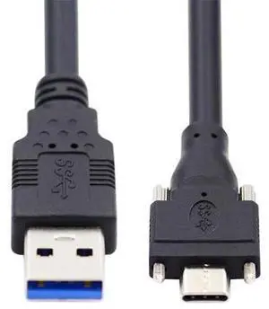 16.4FT/5M USB 3.1 Type-C Dual Locking to USB 3.0 Cable, Panel Mount Screw Lock Type-C Data Transfer Cord for Camera Recorder 16.4FT/5M USB 3.1 Type-C Dual Locking to USB 3.0 Cable, Panel Mount Screw Lock Type-C Data Transfer Cord for Camera Recorder