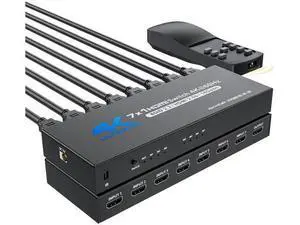 7-in-1 4K@60Hz HDMI Switch with Remote, HDMI Port Expander Hub Video Switcher Supports 3D, HDCP2.2, HDR for PS5, Xbox Series X, HDTV, PC with Power Supply 7-in-1 4K@60Hz HDMI Switch with Remote, HDMI Port Expander Hub Video Switcher Supports 3D, HDCP2.2, HDR for PS5, Xbox Series X, HDTV, PC with Power Supply