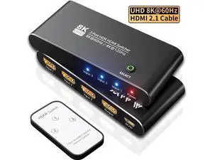 Aluminum Shell HDMI 2.1 Switch 3 in 1 Out, Directional 8K@60Hz 4K@120Hz 1440P@165Hz 1080P@240Hz HDMI Switcher, 48Gbps High Speed eARC Converter with Remote Control, Compatible with PS5 Xbox Series X Aluminum Shell HDMI 2.1 Switch 3 in 1 Out, Directional 8K@60Hz 4K@120Hz 1440P@165Hz 1080P@240Hz HDMI Switcher, 48Gbps High Speed eARC Converter with Remote Control, Compatible with PS5 Xbox Series X
