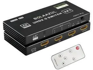 3 in 1 Out 4K@60Hz HDMI Switch, 3 Port HDMI Port Expander with IR Remote, Support 3D HDR HDCP2.2, Black Compatible with PS5 PS4 PS3 Xbox Nintendo Switch Roku Fire Stick TV 3 in 1 Out 4K@60Hz HDMI Switch, 3 Port HDMI Port Expander with IR Remote, Support 3D HDR HDCP2.2, Black Compatible with PS5 PS4 PS3 Xbox Nintendo Switch Roku Fire Stick TV