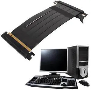 18CM Black Dual Sided Reverse 180 Degree PCIe 4.0 X16 Riser Cable High Speed GPU Extension Cord Compatible with RX 7900 7800 7700 7600 7500 Series 18CM Black Dual Sided Reverse 180 Degree PCIe 4.0 X16 Riser Cable High Speed GPU Extension Cord Compatible with RX 7900 7800 7700 7600 7500 Series