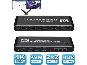 2 Port Dual Monitor HDMI KVM Switch, 2X2 4K@60Hz HDMI 2.0 USB 3.0 KVM Switcher, 2 in 2 Out HDMI Switch for 2 Computers Share 2 Monitors Keyboard Mouse 2 Port Dual Monitor HDMI KVM Switch, 2X2 4K@60Hz HDMI 2.0 USB 3.0 KVM Switcher, 2 in 2 Out HDMI Switch for 2 Computers Share 2 Monitors Keyboard Mouse