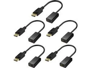 4K DisplayPort to HDMI Adapter Gold-Plated Uni-Directional DP to HDMI Male to Female Converter 5 Packs Black for HP Dell Lenovo and More 4K DisplayPort to HDMI Adapter Gold-Plated Uni-Directional DP to HDMI Male to Female Converter 5 Packs Black for HP Dell Lenovo and More