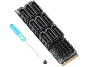9 Ports M.2 NVMe to SATA 3.0 Expansion Adapter Card, ASM1166 Chip 6Gbps High Speed Converter with LED Indicator 9 Ports M.2 NVMe to SATA 3.0 Expansion Adapter Card, ASM1166 Chip 6Gbps High Speed Converter with LED Indicator
