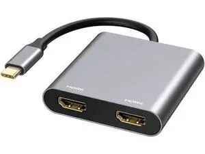 4 in 1 USB C Hub, Type C to Dual HDMI-Compatible + USB 3.0 Multiport Adapter, 4K Resolution Compatible with MAC OS Windows Android Linux 4 in 1 USB C Hub, Type C to Dual HDMI-Compatible + USB 3.0 Multiport Adapter, 4K Resolution Compatible with MAC OS Windows Android Linux