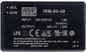 IRM-60-48 Encapsulated Power Module, 110V/220V AC to 48V DC 1.25A 60W PCB-Mount Switching Power Supply Module IRM-60-48 Encapsulated Power Module, 110V/220V AC to 48V DC 1.25A 60W PCB-Mount Switching Power Supply Module