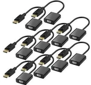 10 Packs DisplayPort to VGA Adapter, Gold-Plated Male to Female DP to VGA Converter, Black Compatible with Desktop Laptop PC Monitor Projector HDTV 10 Packs DisplayPort to VGA Adapter, Gold-Plated Male to Female DP to VGA Converter, Black Compatible with Desktop Laptop PC Monitor Projector HDTV