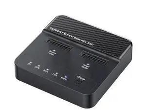 Dual-Bay M.2 NVMe SSD Enclosure, 20Gbps USB-C One-Click Offline Clone Duplicator, Vertical Hyper Cloner for M-Key NVMe M.2 SSD Dual-Bay M.2 NVMe SSD Enclosure, 20Gbps USB-C One-Click Offline Clone Duplicator, Vertical Hyper Cloner for M-Key NVMe M.2 SSD