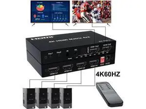 4K HDMI True Matrix Switcher 4x2 2x4 2x2, 2 In 4 Out HDMI Matrix Switch Splitter with Optical R/L Audio Extractor, Support Dolby & HDCP 2.2 4K HDMI True Matrix Switcher 4x2 2x4 2x2, 2 In 4 Out HDMI Matrix Switch Splitter with Optical R/L Audio Extractor, Support Dolby & HDCP 2.2