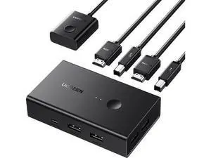 2 Port HDMI USB KVM Switch with Desktop Controller, 4K@60Hz 3D HDR KVM Switcher for 2 Computers Share 4K Monitor Keyboard Mouse Printer, Includes 2 USB 2.0 & 2 HDMI 2.0 Cables 2 Port HDMI USB KVM Switch with Desktop Controller, 4K@60Hz 3D HDR KVM Switcher for 2 Computers Share 4K Monitor Keyboard Mouse Printer, Includes 2 USB 2.0 & 2 HDMI 2.0 Cables