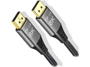 10M 33FT DisplayPort 1.4 Cable, Nylon Braided HBR3 32.4Gbps Ultra HD DP to DP Cord, 8K@60Hz 4K@144Hz 7680x4320 Resolution Compatible with Monitor PC Graphics Card 10M 33FT DisplayPort 1.4 Cable, Nylon Braided HBR3 32.4Gbps Ultra HD DP to DP Cord, 8K@60Hz 4K@144Hz 7680x4320 Resolution Compatible with Monitor PC Graphics Card