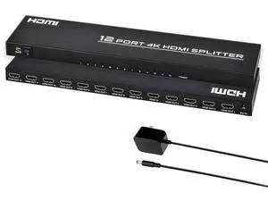 1 in 12 Out HDMI Splitter, 4K@30Hz Powered Mirror Video Duplicator Distributor, Support 3D 4K for Sports Matches, Exhibitions and TV Retail Stores 1 in 12 Out HDMI Splitter, 4K@30Hz Powered Mirror Video Duplicator Distributor, Support 3D 4K for Sports Matches, Exhibitions and TV Retail Stores