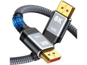 35FT Grey Braided DisplayPort 1.4 Cable 32.4Gbps, 8K@60Hz 4K@144Hz 2K@240Hz HDR FreeSync G-Sync High Speed Gaming DP Cable for Monitor PC Graphics Card 35FT Grey Braided DisplayPort 1.4 Cable 32.4Gbps, 8K@60Hz 4K@144Hz 2K@240Hz HDR FreeSync G-Sync High Speed Gaming DP Cable for Monitor PC Graphics Card