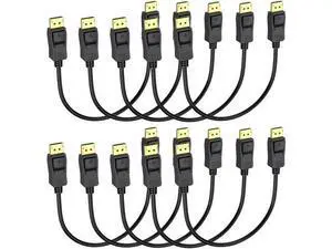 DisplayPort Cables 1FT 10-Pack, DP to DP Male to Male Gold-Plated Cord, Supports 4K@60Hz, 2K@165Hz for Monitor, Computer, Laptop, Graphics Card, Docking Station DisplayPort Cables 1FT 10-Pack, DP to DP Male to Male Gold-Plated Cord, Supports 4K@60Hz, 2K@165Hz for Monitor, Computer, Laptop, Graphics Card, Docking Station