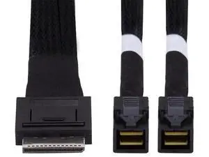 50cm OCuLink SFF-8611 8X to Dual SFF-8643 HD 4X Active Data Cable, PCIe Express Lane Splitter Cable for NVMe SSD Server Storage RAID System 50cm OCuLink SFF-8611 8X to Dual SFF-8643 HD 4X Active Data Cable, PCIe Express Lane Splitter Cable for NVMe SSD Server Storage RAID System