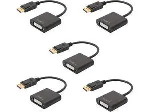 5-Pack DisplayPort to DVI-D Single Link Adapter, Male to Female DP to DVI Converter Black Compatible with HP and Other Mainstream Brands 5-Pack DisplayPort to DVI-D Single Link Adapter, Male to Female DP to DVI Converter Black Compatible with HP and Other Mainstream Brands