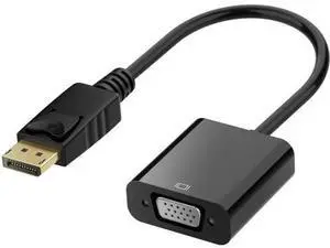 DisplayPort (DP) to VGA Adapter, Gold-Plated Display Port to VGA Adapter (Male to Female) Compatible with Computer, Desktop, Laptop, PC, Monitor, Projector, HDTV - Black DisplayPort (DP) to VGA Adapter, Gold-Plated Display Port to VGA Adapter (Male to Female) Compatible with Computer, Desktop, Laptop, PC, Monitor, Projector, HDTV - Black