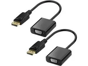 DisplayPort (DP) to VGA Adapter, Gold-Plated Display Port to VGA Adapter (Male to Female) Compatible with Computer, Desktop, Laptop, PC, Monitor, Projector, HDTV - Black 2 Pack DisplayPort (DP) to VGA Adapter, Gold-Plated Display Port to VGA Adapter (Male to Female) Compatible with Computer, Desktop, Laptop, PC, Monitor, Projector, HDTV - Black 2 Pack
