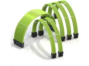 30cm Green Braided PSU Extension Cable Kit, Custom Sleeved Mod Power Cable with Cable Combs, 24Pin(20+4) / 4+4 Pin CPU / 6+2 Pin GPU Cables, 300mm PC Power Extension Set Compatible with RTX 3090 30cm Green Braided PSU Extension Cable Kit, Custom Sleeved Mod Power Cable with Cable Combs, 24Pin(20+4) / 4+4 Pin CPU / 6+2 Pin GPU Cables, 300mm PC Power Extension Set Compatible with RTX 3090