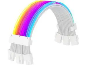 Full White ARGB GPU Power Extension Cable, 3×8(6+2) Pin Strimmer RGB PSU Cable, 5V 3Pin Sync Custom White PC Chassis Lighting Extension Cord with White Connectors Full White ARGB GPU Power Extension Cable, 3×8(6+2) Pin Strimmer RGB PSU Cable, 5V 3Pin Sync Custom White PC Chassis Lighting Extension Cord with White Connectors