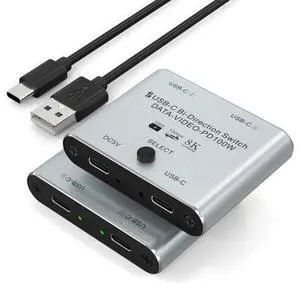 Bi-Directional USB-C KVM Switch for 2 Computers, 8K@60Hz 4K@144Hz USB-C Switcher Splitter with 100W PD Charging, 10Gbps Data Transfer, Includes Power Cable Bi-Directional USB-C KVM Switch for 2 Computers, 8K@60Hz 4K@144Hz USB-C Switcher Splitter with 100W PD Charging, 10Gbps Data Transfer, Includes Power Cable