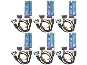 6 Pack PCI-E 16x to 1x Powered GPU Riser, 60cm USB 3.0 Extension Riser Adapter with 4 Pin Molex to SATA Power Cable for Ethereum ETH Mining Rig 6 Pack PCI-E 16x to 1x Powered GPU Riser, 60cm USB 3.0 Extension Riser Adapter with 4 Pin Molex to SATA Power Cable for Ethereum ETH Mining Rig