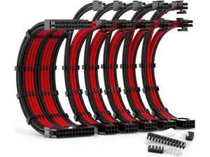 PSU Cable Extension Kit 30CM Length with Combs,1x24Pin/2x8Pin(4+4) EPS/3x8Pin(6P+2P) PCI-E/PC Sleeved for ATX Power Supply,( Black & Red) PSU Cable Extension Kit 30CM Length with Combs,1x24Pin/2x8Pin(4+4) EPS/3x8Pin(6P+2P) PCI-E/PC Sleeved for ATX Power Supply,( Black & Red)