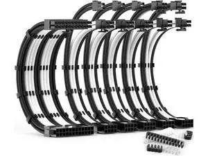 PSU Cable Extension Kit 30CM Length with Combs,1x24Pin/2x8Pin(4+4) EPS/3x8Pin(6P+2P) PCI-E/PC Sleeved for ATX Power Supply,( Black & White) PSU Cable Extension Kit 30CM Length with Combs,1x24Pin/2x8Pin(4+4) EPS/3x8Pin(6P+2P) PCI-E/PC Sleeved for ATX Power Supply,( Black & White)
