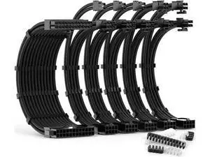 30CM Black Sleeved PSU Extension Cable Kit, 24Pin ATX / 4+4 Pin EPS / 6+2 Pin PCIe Modular Power Cables with Cable Combs, Universal ATX Power Supply Extension Set for PC Gaming & Custom Builds 30CM Black Sleeved PSU Extension Cable Kit, 24Pin ATX / 4+4 Pin EPS / 6+2 Pin PCIe Modular Power Cables with Cable Combs, Universal ATX Power Supply Extension Set for PC Gaming & Custom Builds
