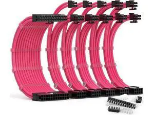 PSU Cable Extension Kit 30CM Length with Combs,1x24Pin/2x8Pin(4+4) EPS/3x8Pin(6P+2P) PCI-E/PC Sleeved for ATX Power Supply,( Pink) PSU Cable Extension Kit 30CM Length with Combs,1x24Pin/2x8Pin(4+4) EPS/3x8Pin(6P+2P) PCI-E/PC Sleeved for ATX Power Supply,( Pink)