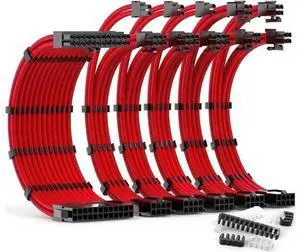 PSU Cable Extension Kit 30CM Length with Combs,1x24Pin/2x8Pin(4+4) EPS/3x8Pin(6P+2P) PCI-E/PC Sleeved for ATX Power Supply, All- Red PSU Cable Extension Kit 30CM Length with Combs,1x24Pin/2x8Pin(4+4) EPS/3x8Pin(6P+2P) PCI-E/PC Sleeved for ATX Power Supply, All- Red