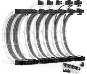PSU Cable Extension Kit 30CM Length with Combs,1x24Pin/2x8Pin(4+4) EPS/3x8Pin(6P+2P) PCI-E/PC Sleeved for ATX Power Supply,9 White & Grey) PSU Cable Extension Kit 30CM Length with Combs,1x24Pin/2x8Pin(4+4) EPS/3x8Pin(6P+2P) PCI-E/PC Sleeved for ATX Power Supply,9 White & Grey)