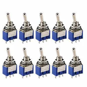10Pcs MTS-102 Rocker Switch Single-Pole 2-Position 3-Terminal 6mm Mounting Hole 10Pcs MTS-102 Rocker Switch Single-Pole 2-Position 3-Terminal 6mm Mounting Hole