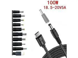 100W USB-C DC Power Adapter Kit, Universal AC-DC Laptop Power Supply with 5.5x2.1mm DC Port & 10 Interchangeable DC Tip Connectors 100W USB-C DC Power Adapter Kit, Universal AC-DC Laptop Power Supply with 5.5x2.1mm DC Port & 10 Interchangeable DC Tip Connectors