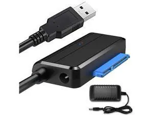 USB 3.0 to SATA III Hard Drive Adapter Cable with 12V/2A Power Supply, UASP Supported External Converter for 2.5 & 3.5 Inch SATA SSD HDD, Black USB 3.0 to SATA III Hard Drive Adapter Cable with 12V/2A Power Supply, UASP Supported External Converter for 2.5 & 3.5 Inch SATA SSD HDD, Black