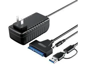 SATA to USB 3.0 & USB-C Dual Interface Hard Drive Adapter Cable, External Storage Converter for 2.5"/3.5" SSD/HDD, Equipped with 12V/2A Power Supply Adapter SATA to USB 3.0 & USB-C Dual Interface Hard Drive Adapter Cable, External Storage Converter for 2.5"/3.5" SSD/HDD, Equipped with 12V/2A Power Supply Adapter